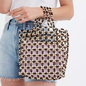 Madewell Brown Beaded Tote Bag 1696